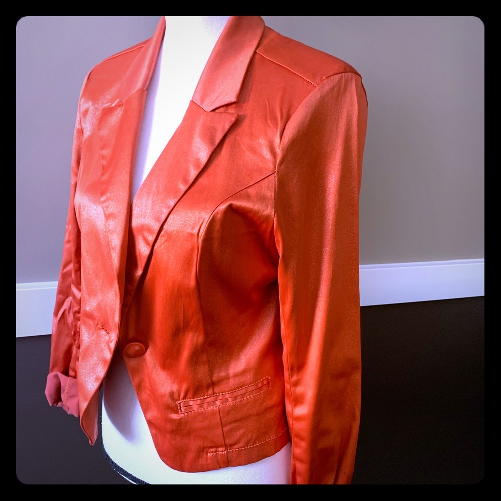 Orange satin crop jacket